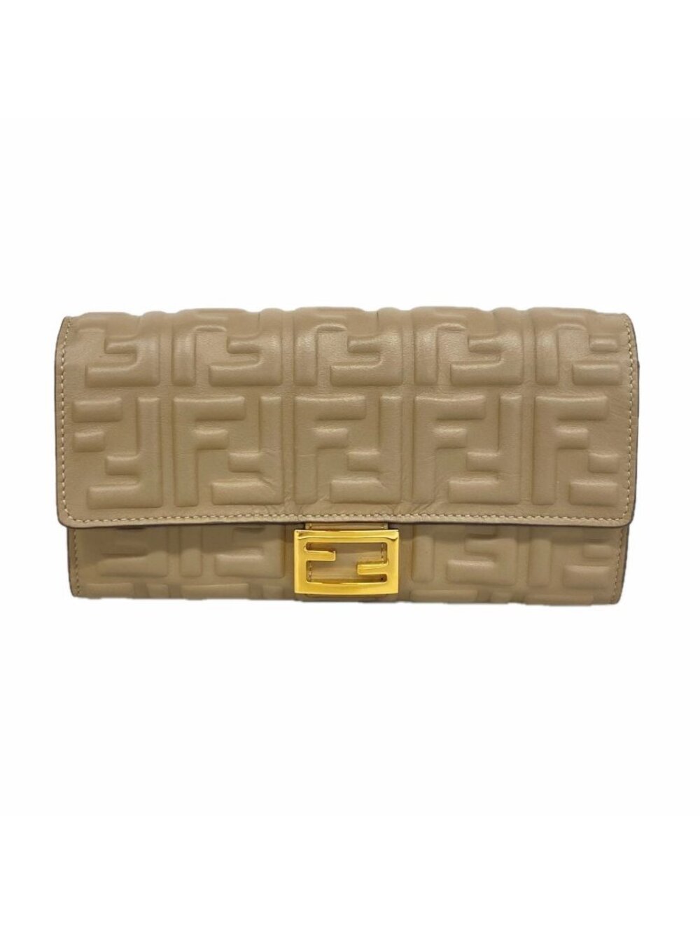 Fendi Wallet Leather Greige Gold